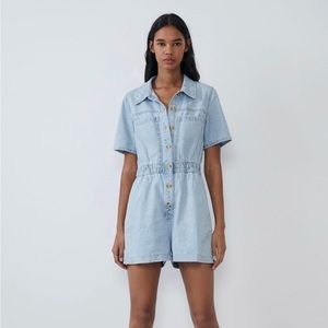 ZARA LIGHT DENIM ROMPER